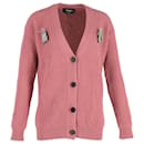Rochas Bug Brooch Knitted Cardigan in Pink Cotton Wool