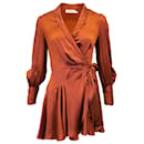 Zimmermann Wrap Mini Dress in Brown Silk