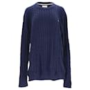 Tommy Hilfiger Mens Essential Organic Cotton Cable Knit Jumper in Navy Blue Cotton