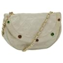 CHANEL Matelasse Shoulder Bag Lamb Skin Beige CC Auth yk9658 - Chanel