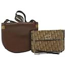 Borsa a tracolla in tela Christian Dior Trotter in pelle 2Set Beige Marrone Auth bs10158