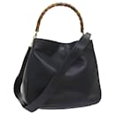GUCCI Bamboo Hand Bag Leather 2way Navy 001 2113 1638 auth 60686 - Gucci