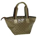 GUCCI GG Crystal Sherry Line Tote Bag Gold Tone Brown gray 131228 Auth tb959 - Gucci