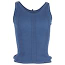 Chanel Rib-Knit Tank Top in Blue Cotton