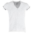 Yves Saint Laurent V-Neck T-Shirt in Light Grey Cotton