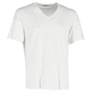 T-shirt à col en V Prada en coton blanc
