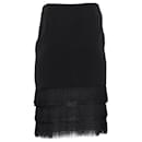 Sandro Fringe Skirt in Black Polyester