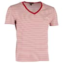Louis Vuitton Striped V-Neck T-Shirt in Red Cotton
