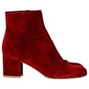 Gianvito Rossi Ankle Boots in Red Suede 