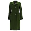 Langer Mantel mit Knöpfen von Loro Piana aus grüner Wolle