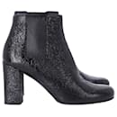 Saint Laurent High Heel Chelsea Boots in Black Leather