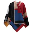 Cape Burberry Color-Block en laine multicolore