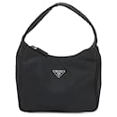 Black Tessuto shoulder bag with front triangle logo - Prada