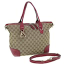 Gucci GG Canvas Hand Bag 2way Beige Red 269957 Auth ki3868