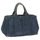 PRADA Canapa MM Hand Bag Canvas Blue Auth bs10259 - Prada
