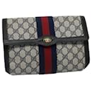 GUCCI GG Supreme Sherry Line Clutch Bag Red Navy 84 01 006 Auth th4322 - Gucci