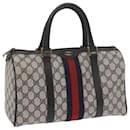 GUCCI GG Supreme Sherry Line Boston Bag PVC Leather Red Navy Auth am5311 - Gucci