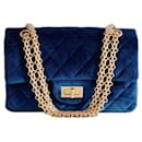 Chanel 2019 MINI BLUE VELVET QUILTED 2.55 Reissue 224 flap bag