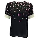 Andrew Gn Black Multi Floral Sequined Short Sleeved Silk Blouse - Autre Marque
