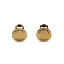 Paris Vintage Gold Metal Small Round Logo Clip On Earrings - Chanel