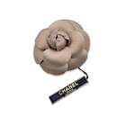 Vintage Beige Fabric Camelia Camellia Flower Brooch Pin - Chanel