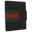GUCCI GG Canvas Web Sherry Line Day Planner Cover Black Red Green Auth am5263 - Gucci