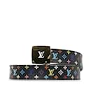 Black Louis Vuitton Monogram Multicolore LV Cut Reversible Belt