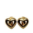 Gold Dior Heart Clip On Earrings