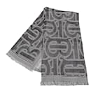 Gray Burberry TB Silk and Wool Scarf Scarves