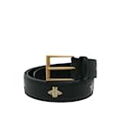 Black Gucci Bees And Stars Print Leather Belt IT 40