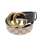 Brown Gucci GG Supreme and Marmont Leather Belt IT 34