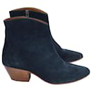 Isabel Marant Dacken Ankle Boots in Navy Blue Suede