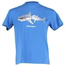 Palm Angels Shark T-Shirt in Blue Cotton