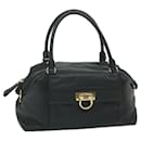 Salvatore Ferragamo Gancini Sacola Couro Preto Auth 60689