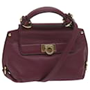Salvatore Ferragamo Mini Sophia Gancini Hand Bag Leather 2way Red Auth yk9626