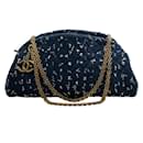 Chanel Marineblaue Tweed-Just-Mademoiselle-Tasche