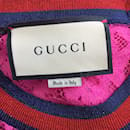 Gucci Pink / Rote UFO-Bluse aus Spitze mit Pailletten