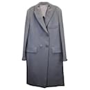 Joseph Tailored Double-Breasted Long Coat in Light Blue Cotton