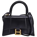 Balenciaga Hourglass XS Handbag in Black Box Calfskin Leather