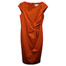 Max Mara Orange Cap Sleeve Belted Dress in Orange Cotton