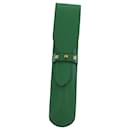 HERMES Pen Case Leather Green Auth 60589 - Hermès