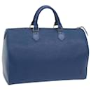 Louis Vuitton Epi Speedy 35 Bolsa de Mão Azul Toledo M42995 Autenticação LV136