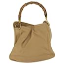 GUCCI Bamboo Shoulder Bag Leather Beige 001 1014 1638 Auth bs9602 - Gucci
