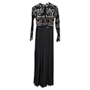 Self-Portrait Mia Lace Pleated Maxi Dress in Black Polyester - Self portrait