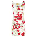 Dolce & Gabbana Sleeveless Poppy & Daisy Print Mini Dress in Floral Print Viscose