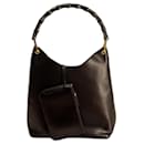 Gucci Black Bamboo Leather Schultertasche