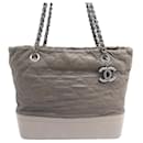 CHANEL GABRIELLE HANDBAG IN TAUPE QUILTED IRIDESCENT LEATHER HAND BAG - Chanel