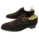 JOHN LOBB SHOES LOAFERS WITH FOULD BUCKLE 8.5E 42.5 SUEDE LOAFERS SHOES - John Lobb