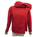 VESTE HERMES ECHARPE EN LAINE ROUGE XL 46 RED WOOL SCARF JACKET COAT - Hermès