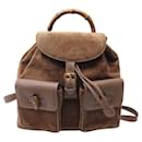VINTAGE GUCCI BAMBOO BACKPACK 003-1998 GRAINED LEATHER & SUEDE BACKPACK BAG - Gucci
